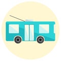 Cute little flat trolley bus icon