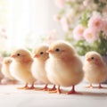 cute little fluffy baby chicks on white