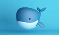 Cute little flying whale on blue background. 3d rendering