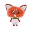 Cute little fox in a scarf isolated on white background. animal painting. Hand drawn illustration Royalty Free Stock Photo