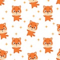 Cute little fox seamless childish pattern. Funny cartoon animal character for fabric, wrapping, textile, wallpaper Royalty Free Stock Photo