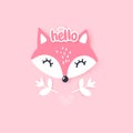 Cute little fox. Vector animal illustration. Hand drawn cartoon fox. Royalty Free Stock Photo