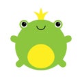 Cute little frog prince with a golden crown on its head illustration Royalty Free Stock Photo