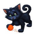 Cute Little Furry Kitten - Cartoon Animal Character Mascot Playing with Ball