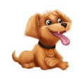 Cute Little Furry Puppy - Cartoon Animal Character Mascot Lying Down with Tongue Out