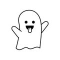 Cute little ghost showing tongue. Funny halloween character.