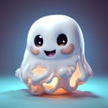 a cute little ghost sitting on top of a light bulb Royalty Free Stock Photo