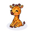 Cute little giraffe cartoon sitting Royalty Free Stock Photo