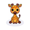 Cute little giraffe cartoon sitting Royalty Free Stock Photo