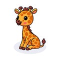 Cute little giraffe cartoon sitting Royalty Free Stock Photo