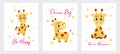 Cute little giraffe collection card template. Cartoon character for kids room decoration, nursery art, birthday party, baby shower Royalty Free Stock Photo
