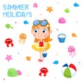 Summer holidays - Beach party elements - Adorable sticker Royalty Free Stock Photo