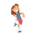 Cute Little Girl with Beaming Smile Running Away Vector Illustration