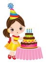 Cute Little Girl Blowing out Candles on Birthday Cake Royalty Free Stock Photo