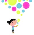 Cute little Girl blowing Soap bubbles. Royalty Free Stock Photo
