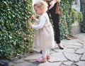 Cute little girl blowing soap bubbles Royalty Free Stock Photo