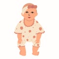 cute little girl in a bodysuit, baby. An active child of 3-12 months. The development of a child of the first year of