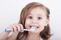 Cute little girl brushing his teeth Royalty Free Stock Photo