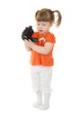 Cute little girl with camcoder Royalty Free Stock Photo