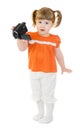 Cute little girl with camcoder Royalty Free Stock Photo