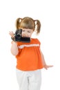 Cute little girl with camcoder Royalty Free Stock Photo