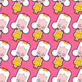 Cute little girl cartoon pattern seamless. girlie background. Vector texture