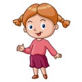 Cute little girl cartoon waving hand Royalty Free Stock Photo