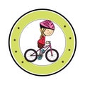 Cute little girl character in bicycle Royalty Free Stock Photo