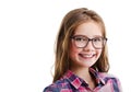 Cute little girl child preteen in eyeglasses education, school and vision concept Royalty Free Stock Photo