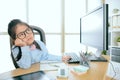 Cute little girl children play as office worker Royalty Free Stock Photo