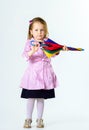 Cute little girl with colorful umbrella Royalty Free Stock Photo