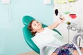 Cute little girl at dental clinic