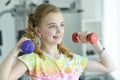 Cute little girl doing exercises Royalty Free Stock Photo