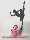 Cute little girl dreaming to be ballet dancer. Royalty Free Stock Photo