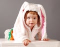 Cute little girl dressed in Easter bunny suit Royalty Free Stock Photo
