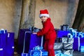 Cute little girl dressed in red santa hat Royalty Free Stock Photo