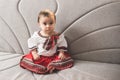Cute little girl dressed in traditional Romanian folk costume Royalty Free Stock Photo