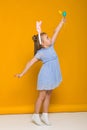 Cute little girl with Easter bunny ears holding colorful eggs Royalty Free Stock Photo