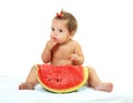 Cute little girl eat watermelon slice Royalty Free Stock Photo