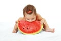 Cute little girl eat watermelon slice Royalty Free Stock Photo