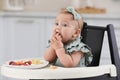 Cute little girl eating healthy food at home Royalty Free Stock Photo