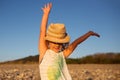 Cute little girl emotional outdoor portrait