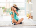 Girl enjoying virtual reality