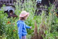 Cute little girl exploring the nature in beautiful spring day Royalty Free Stock Photo