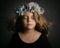 Cute little girl with flower wreath Royalty Free Stock Photo