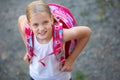 Cute little girl going home from school Royalty Free Stock Photo