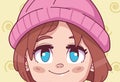 cute little girl with hat comic manga character Royalty Free Stock Photo