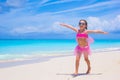 Cute little girl have fun on beach summer vacation Royalty Free Stock Photo