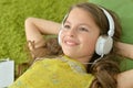 Cute little girl with headphones Royalty Free Stock Photo