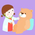 Cute little girl heal bear doll